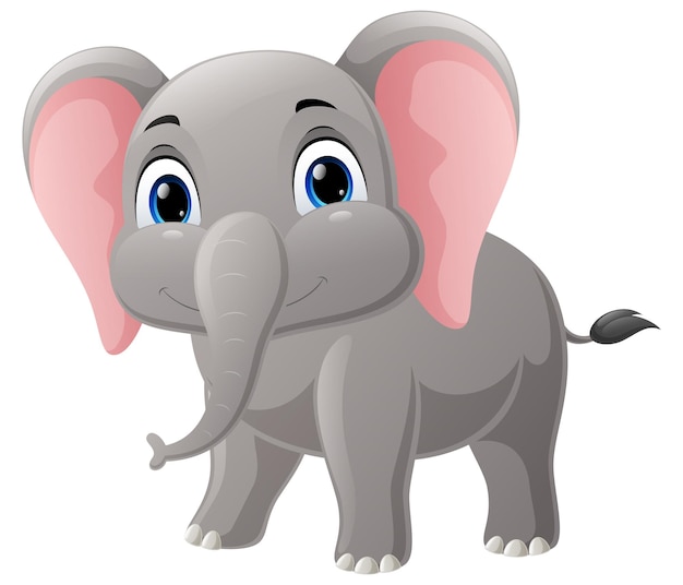 Cute baby elephant cartoon posing