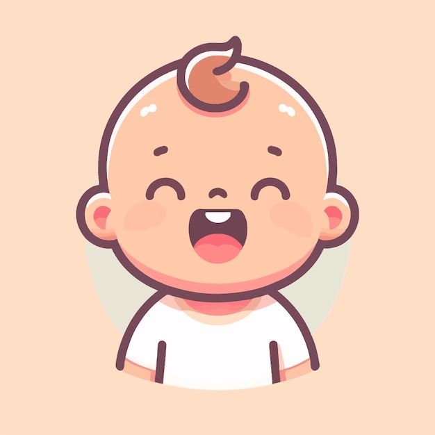 Vector cute baby laughing in a flat design style