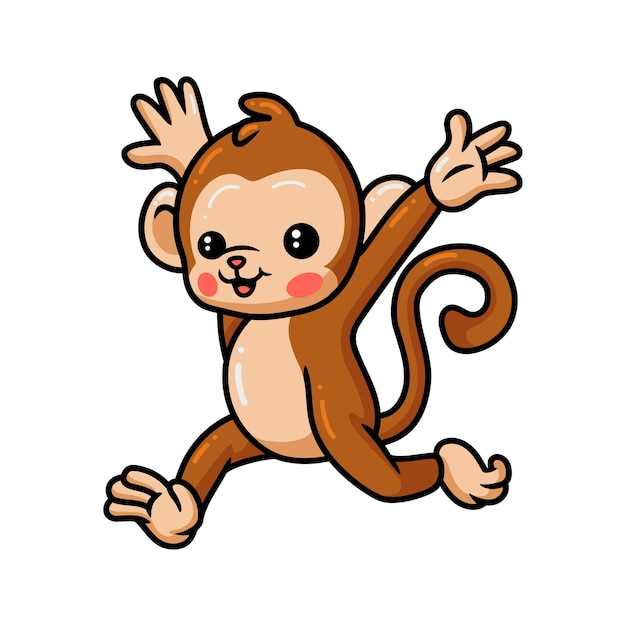 cute baby monkey cartoon running