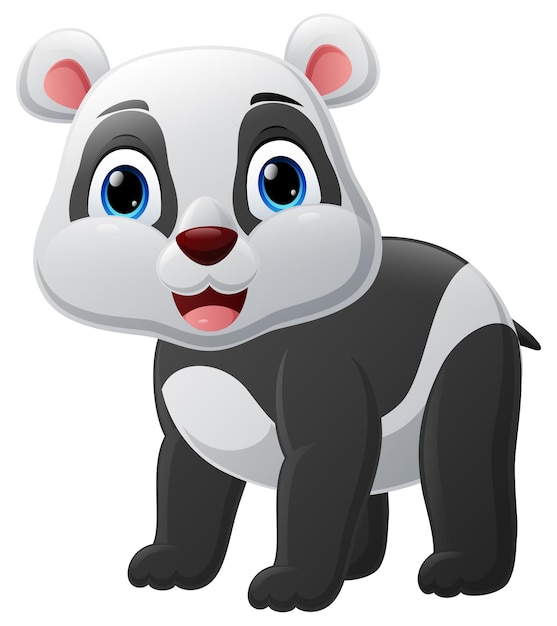 Cute baby panda cartoon on white background