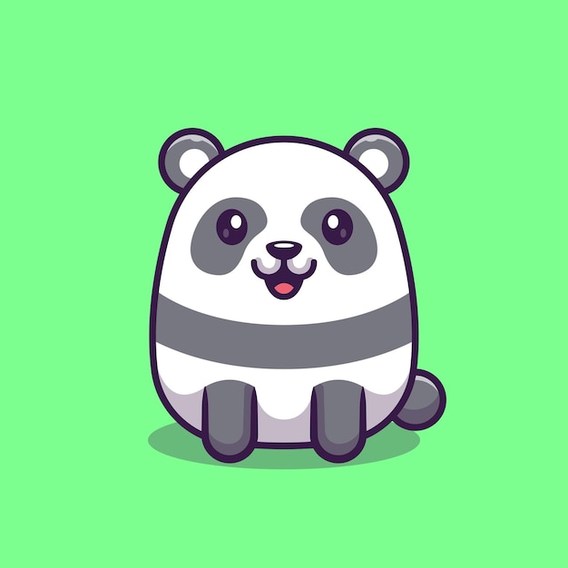 Cute Baby Panda Sitting Cartoon Vector Icon Illustration Animal Nature Icon Concept Isolated Flat