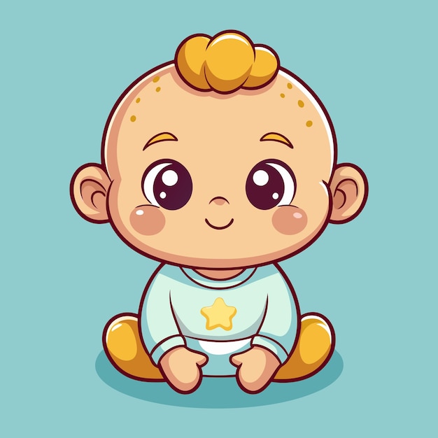 Vector cute baby with toy blocks and smile cartoon vector art