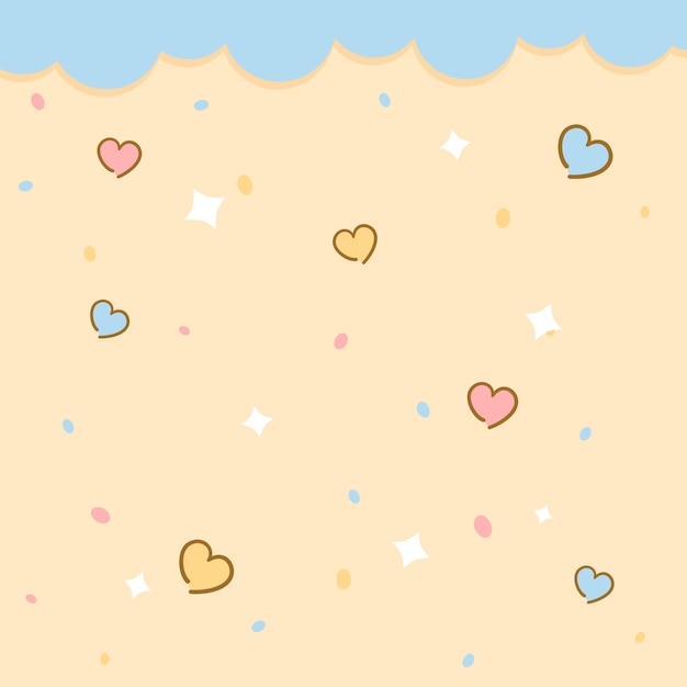 Vector cute background with hearts and clouds vector