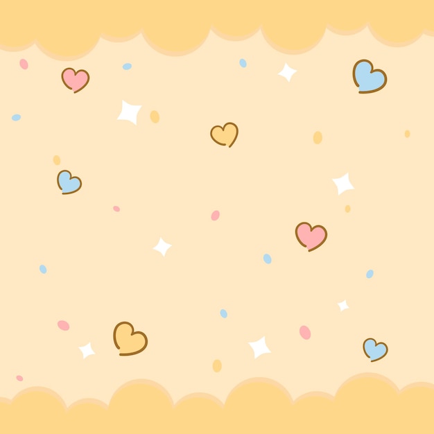 Vector cute background with hearts and clouds vector