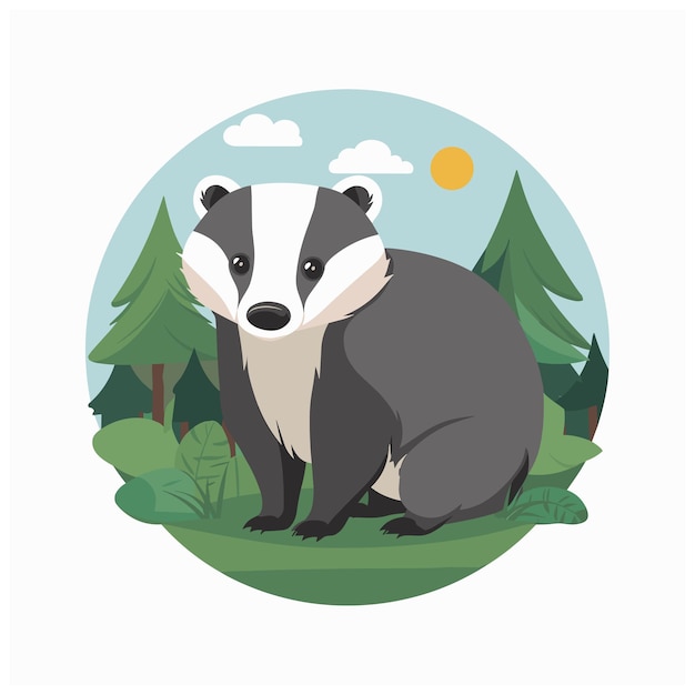 Vector cute badger cartoon vector illustration white background