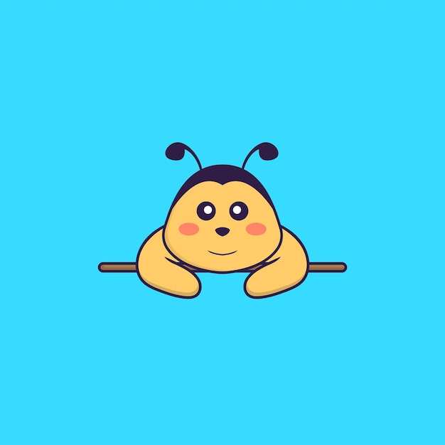 Cute bee lying down Animal cartoon concept isolated