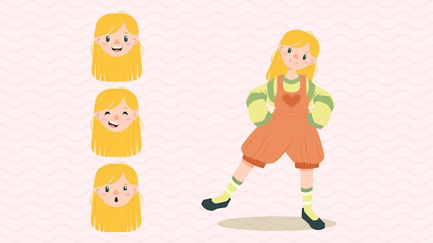 Vector cute blonde girl posing