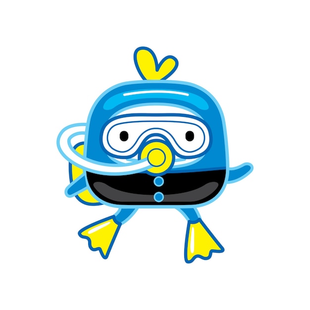 Cute Blue Mascot Character in Cartoon Style