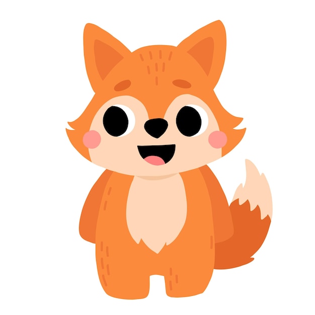 Cute cartoon baby fox smiling Isolated vector illustration for childrens book