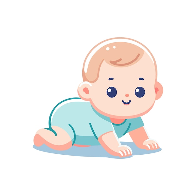 Vector cute cartoon baby vector character flat design style