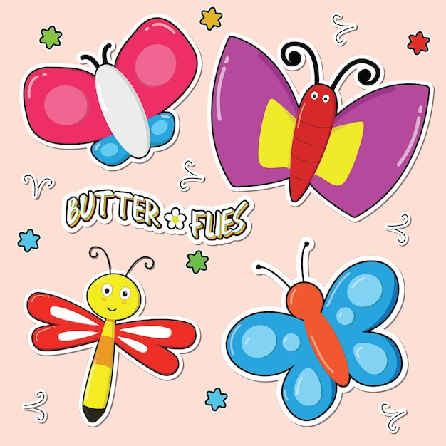 Cute Cartoon Butterflies sticker collection