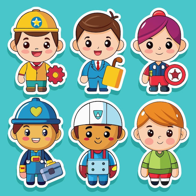 Vector cute cartoon characters of different professions