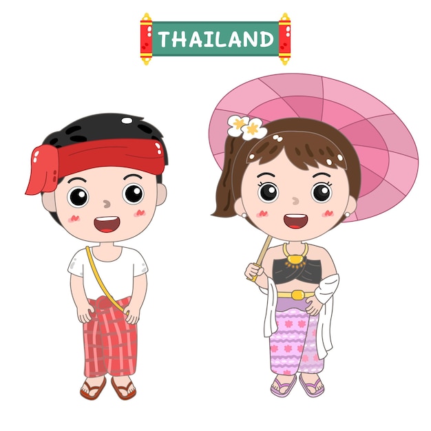 Cute cartoon characters  North thailand costume