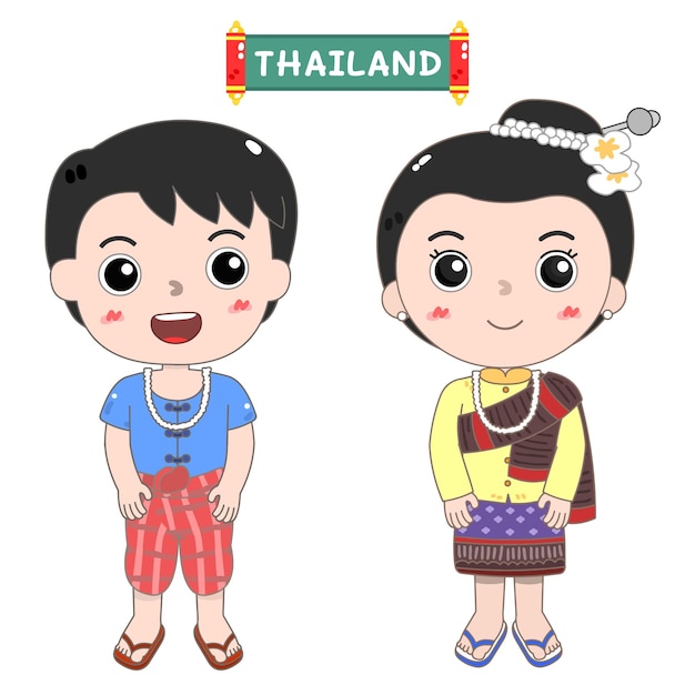 Cute cartoon characters  Northeast thailand costume