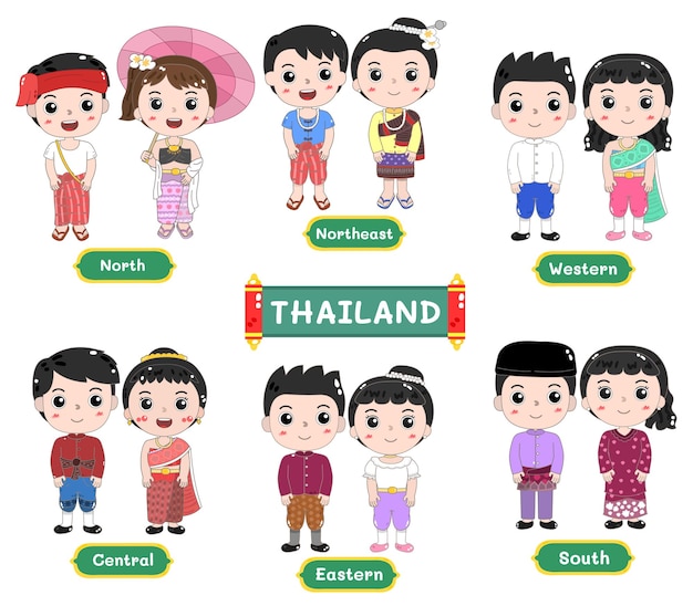 Cute cartoon characters thailand costume