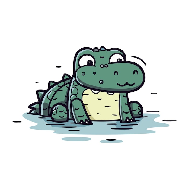 Vector cute cartoon crocodile vector illustration of a cute crocodile