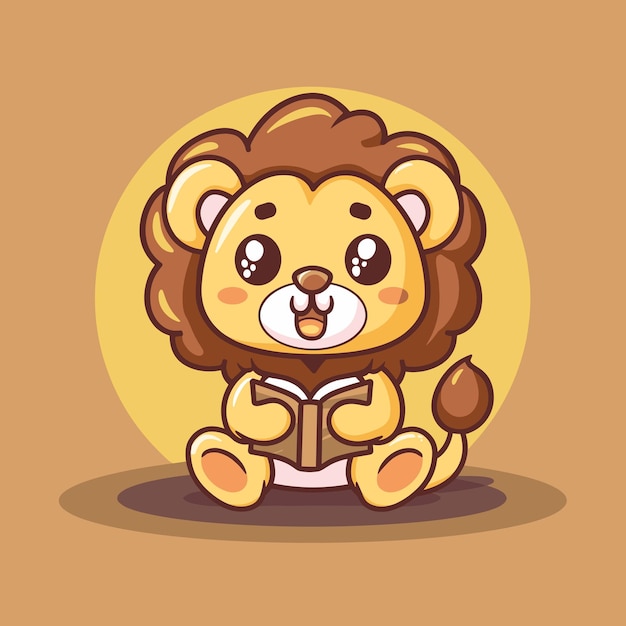 Vector cute cartoon lion cub