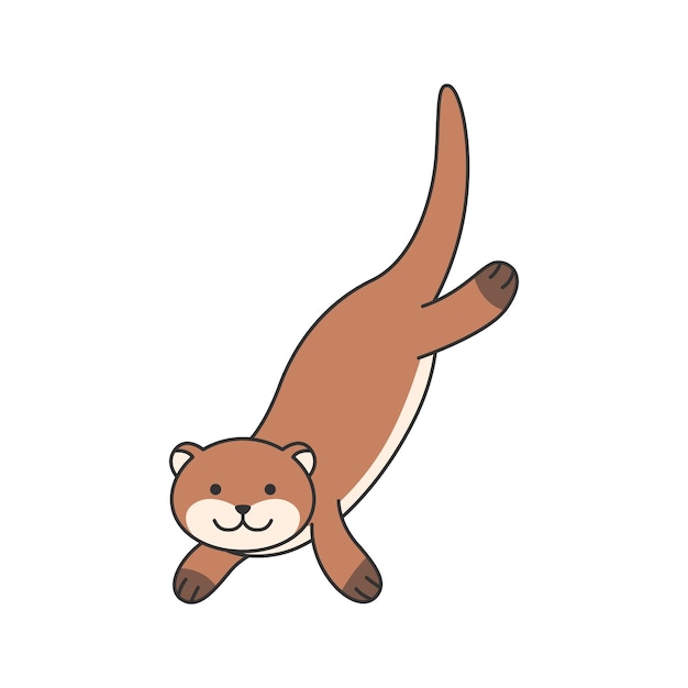 Cute cartoon otter on a white background Vector illustration