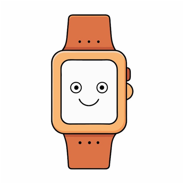 Cute Cartoon Style Happy Wrist Watch Mascot With Cute Eyes And Expressive Mouth