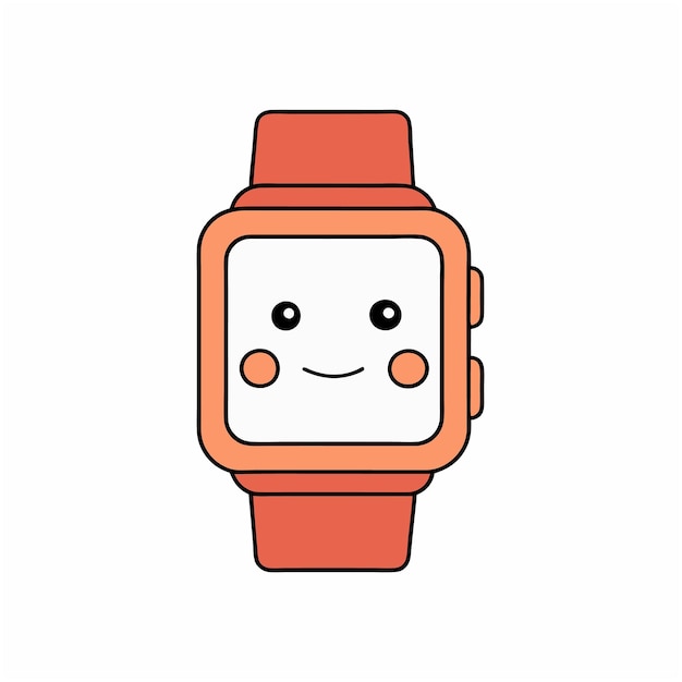 Vector cute cartoon style happy wrist watch mascot with cute eyes and expressive mouth