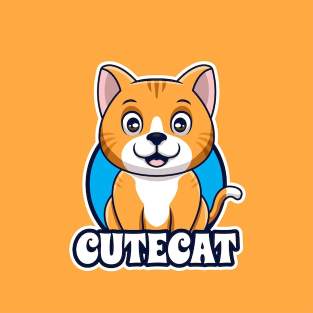 Cute Cat Sitting Pet Care Shop Cartoon Creative Logo Design