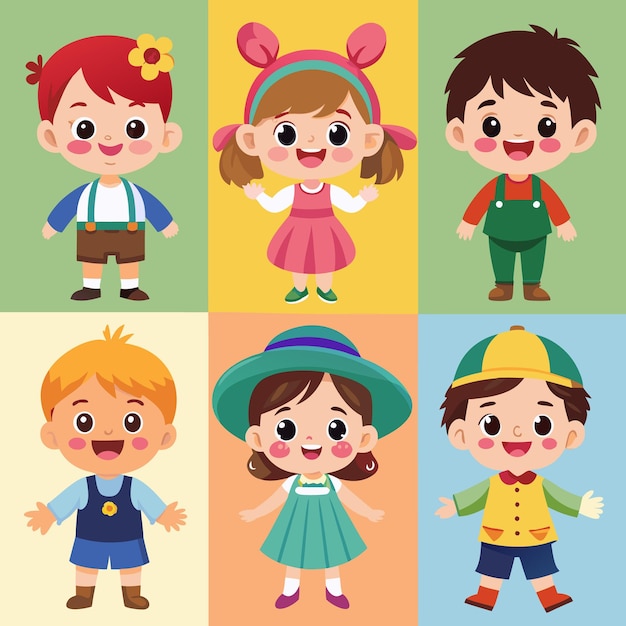 Vector cute child characters