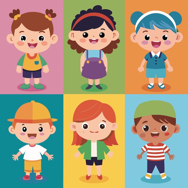 Vector cute child characters