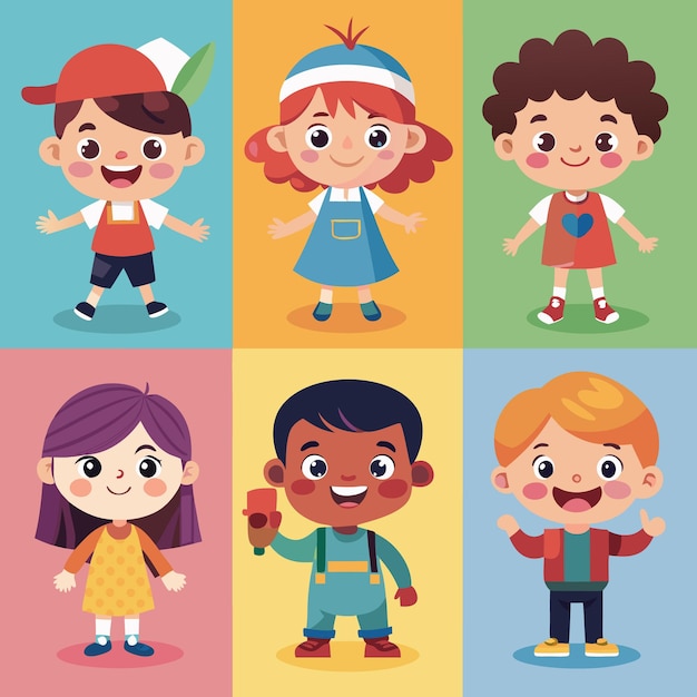 Vector cute child characters