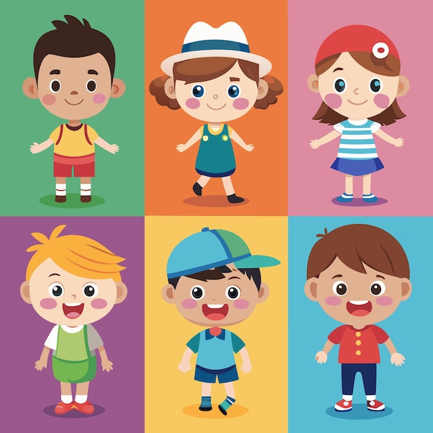 Vector cute child characters