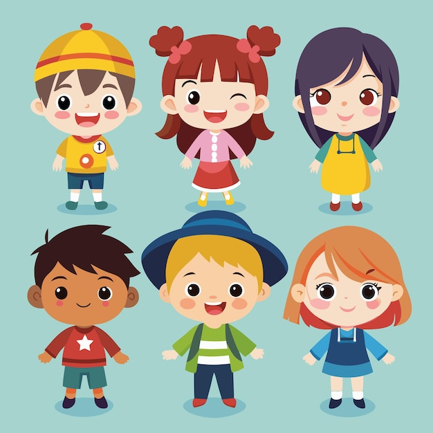 Vector cute child characters