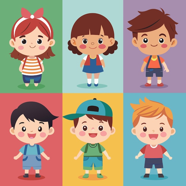 Vector cute child characters