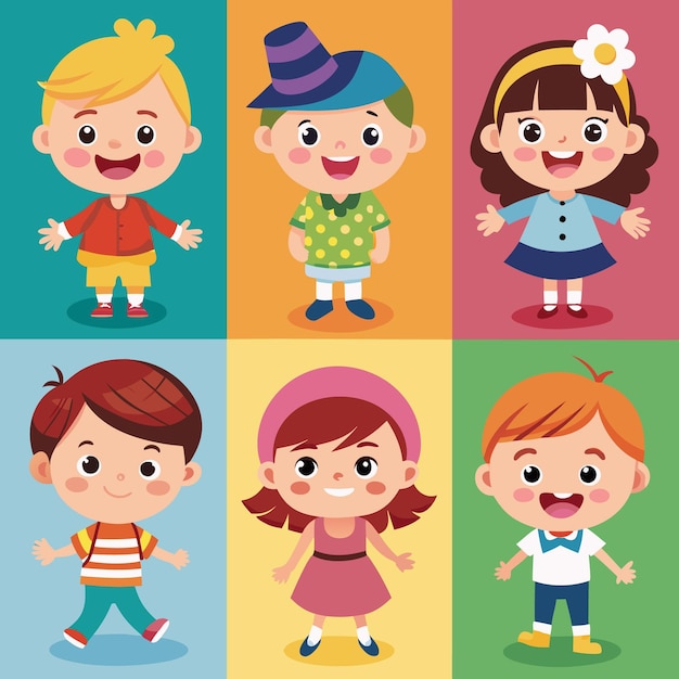 Vector cute child characters