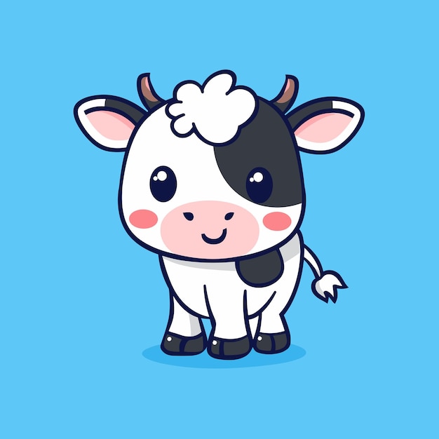 Vector cute cow cartoon animal design vector illustration for kids