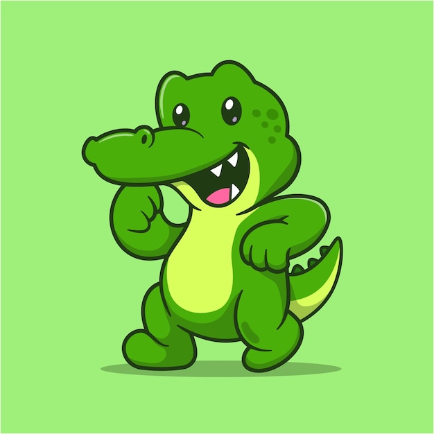 Cute Crocodile Dancing Cartoon Vector Icon Illustration Animal Nature Icon Concept Isolated Flat