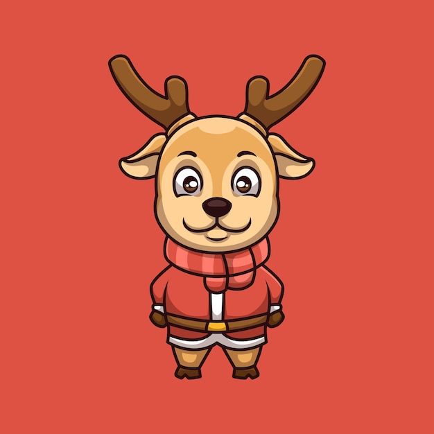 Cute Deer Creative Christmas Cartoon Mascot Logo