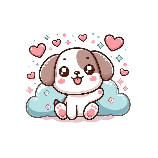 Vector cute dog valentine cartoon vector on white background