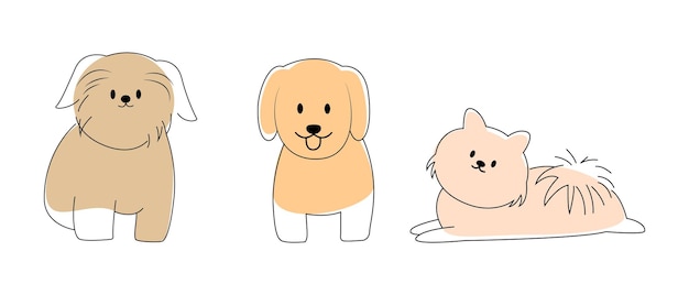 Cute dogs cartoon character design illustration