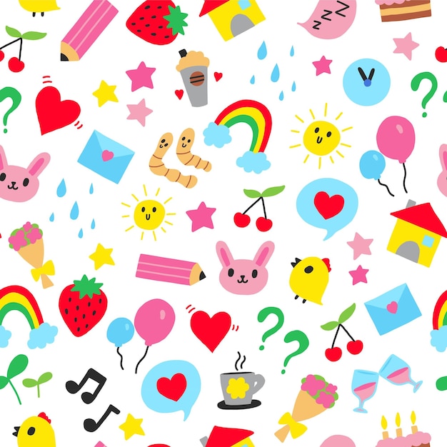 Cute doodle seamless pattern