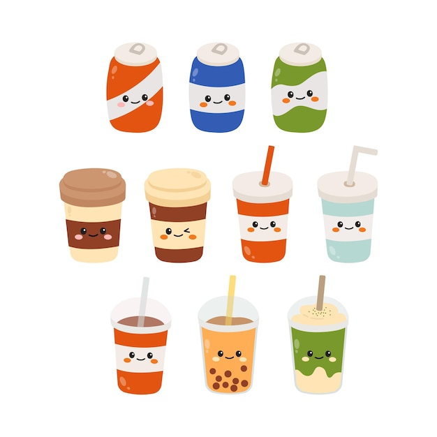 Vector cute drink character illustration