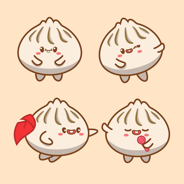 Cute Dumpling Cartoon Character