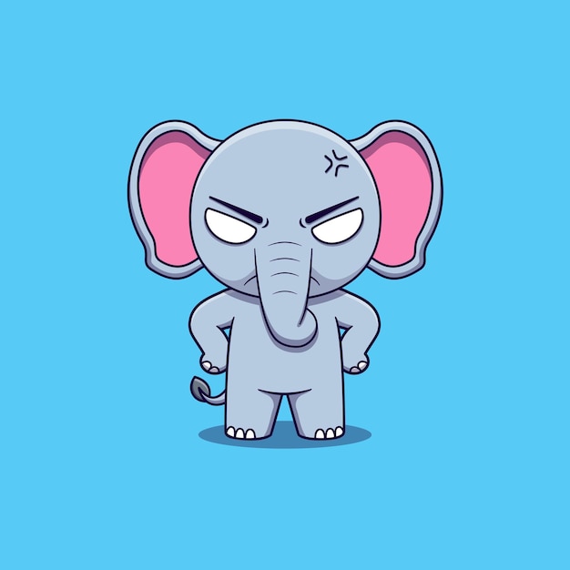 Cute elephant angry expression with hand on waist