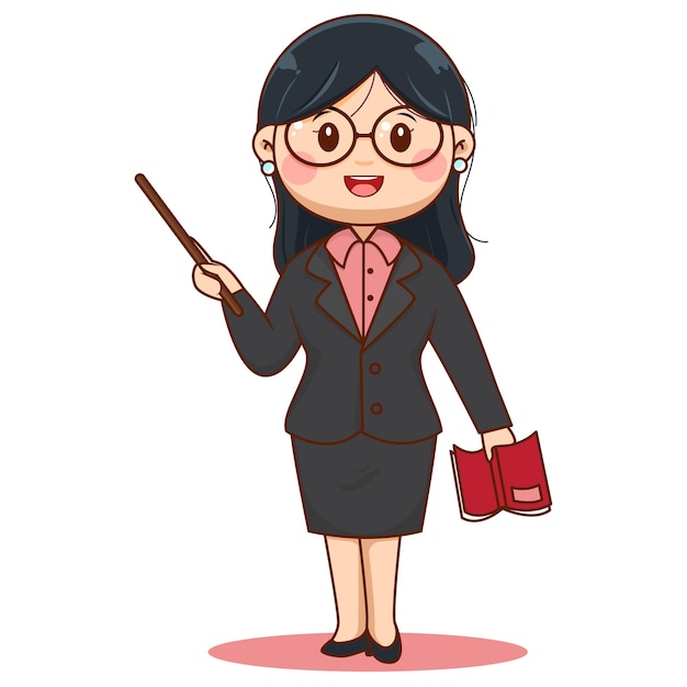 Cute Female Teacher Cartoon Character