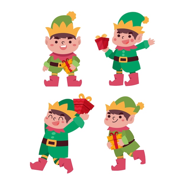 Cute Flat Elf Kids Set