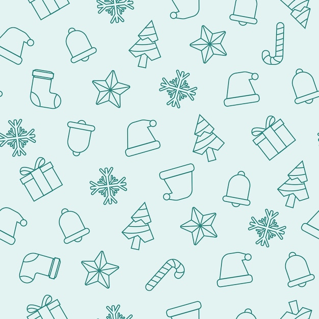 Cute Flat Icon Christmas Pattern