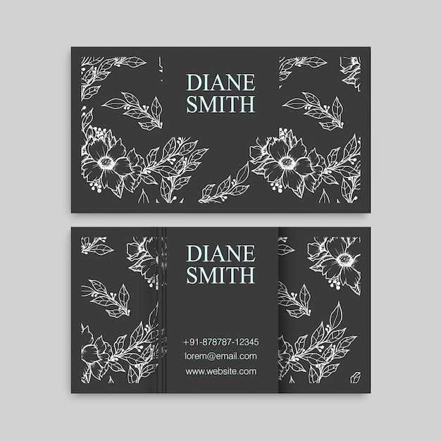 Cute Floral pattern Business card name card Design Template Vector