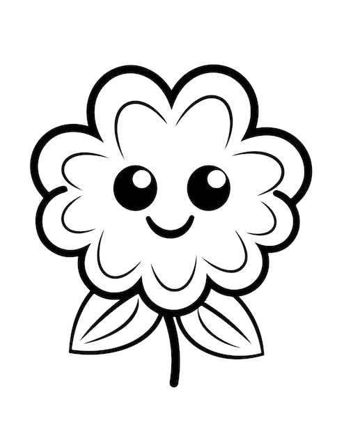 Vector cute flower coloring page bold and easy flower illustration black and white kids and adults