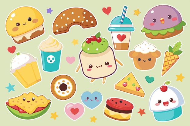 Vector cute food doodle