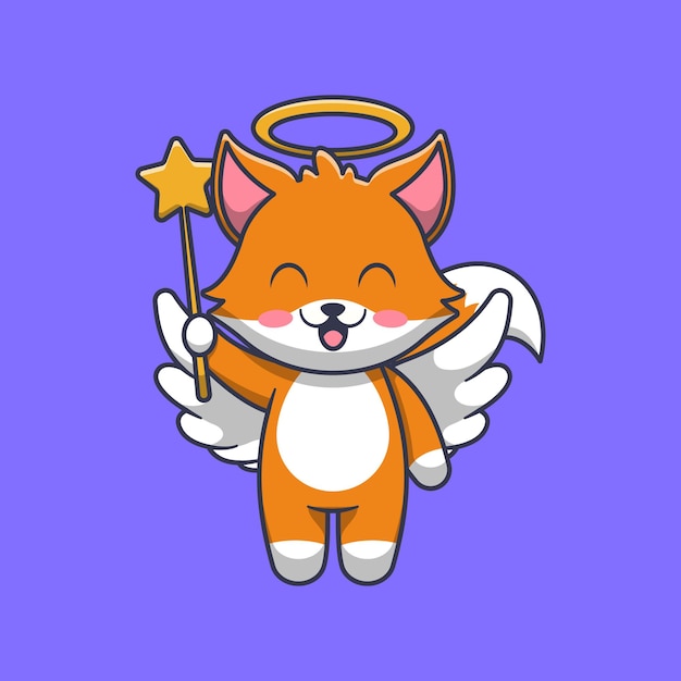 Cute fox angel cartoon illustration