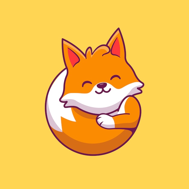 Vector cute fox cartoon   icon illustration. animal icon concept isolated  . flat cartoon style