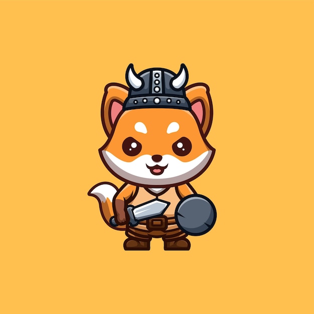 Cute Fox Kawaii Cartoon Mascot Logo